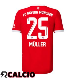 Prima Maglia Bayern Monaco (Müller 25) Rosso 2022/2023  Prima Maglia Bayern Monaco (Müller 25) Rosso 2022/2023