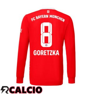 Prima Maglia Bayern Monaco (Goretzka 8) Manica Lunga Rosso 2022/2023