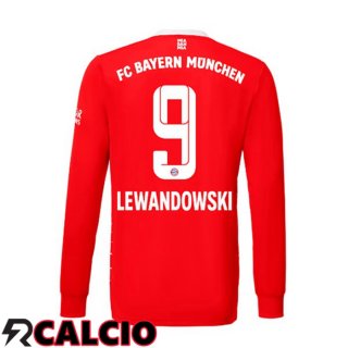 Prima Maglia Bayern Monaco (Lewandowski 9) Manica Lunga Rosso 2022/2023  Prima Maglia Bayern Monaco (Lewandowski 9) Manica Lunga Rosso 2022/2023