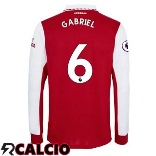 Prima Maglia Arsenal (GABRIEL 6) Manica Lunga Rosso Bianco 2022/2023  Prima Maglia Arsenal (GABRIEL 6) Manica Lunga Rosso Bianco 2022/2023