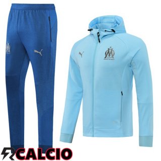Insieme Tuta Calcio Giacca Con Cappuccio Marsiglia Blu 2021 2022  Insieme Tuta Calcio Giacca Con Cappuccio Marsiglia Blu 2021 2022