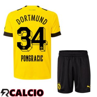 Prima Maglia Dortmund BVB (Pongracic 34) Bambino Giallo 2022/2023