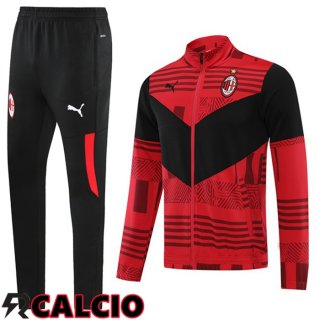 Insieme Tuta Calcio - Giacca AC Milan Rosso Nero 2022/2023  Insieme Tuta Calcio - Giacca AC Milan Rosso Nero 2022/2023