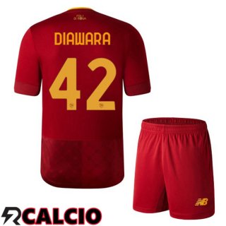 Prima Maglia AS Roma (DIAWARA 42) Bambino Rosso 2022/2023