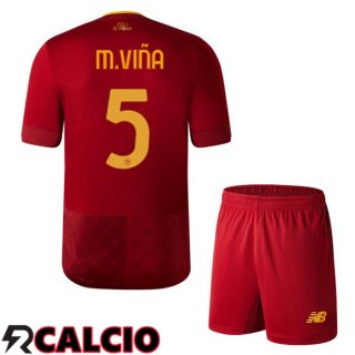 Prima Maglia AS Roma (M.VIÑA 5) Bambino Rosso 2022/2023
