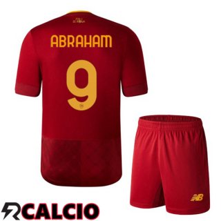 Prima Maglia AS Roma (ABRAHAM 9) Bambino Rosso 2022/2023