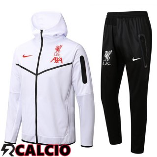 Insieme Giacca Con Cappuccio Tuta FC Liverpool Bianco 2022/2023