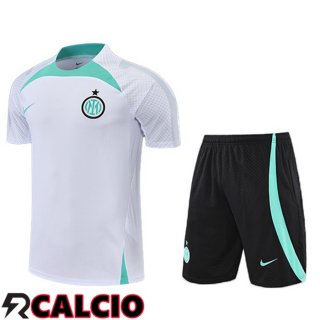 Insieme T Shirt Allenamento Inter Milan + Pantalonicini Bianco 2022/2023