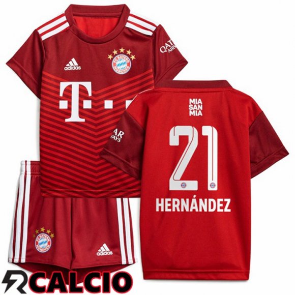 Prima Maglia Bayern Monaco (Hernández 21) Bambino Rosso 2021 2022