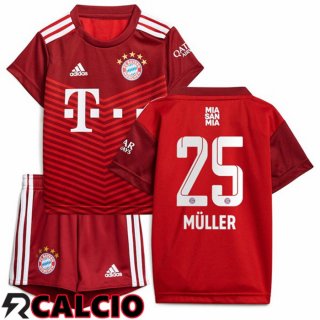 Prima Maglia Bayern Monaco (Müller 25) Bambino Rosso 2021 2022