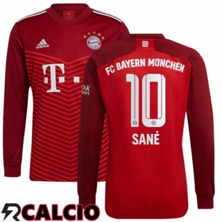 Prima Maglia Bayern Monaco (Sané 10) Manica Lunga Rosso 2021 2022  Prima Maglia Bayern Monaco (Sané 10) Manica Lunga Rosso 2021 2022