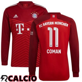 Prima Maglia Bayern Monaco (Coman 11) Manica Lunga Rosso 2021 2022  Prima Maglia Bayern Monaco (Coman 11) Manica Lunga Rosso 2021 2022