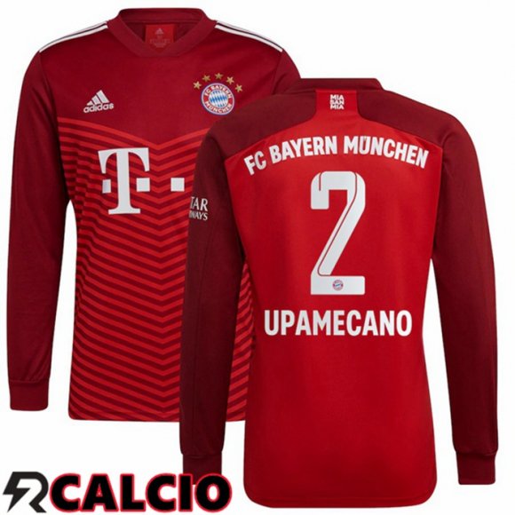 Prima Maglia Bayern Monaco (Upamecano 2) Manica Lunga Rosso 2021 2022  Prima Maglia Bayern Monaco (Upamecano 2) Manica Lunga Rosso 2021 2022
