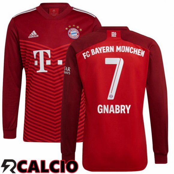Prima Maglia Bayern Monaco (Gnabry 7) Manica Lunga Rosso 2021 2022