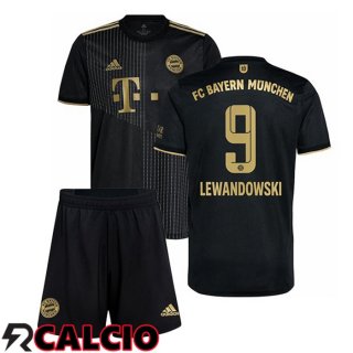 Seconda Maglia Bayern Monaco (Lewandowski 9) Bambino Nero 2021 2022