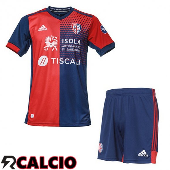 Prima Maglia Cagliari Calcio Bambino Rosso Blu 2021 2022