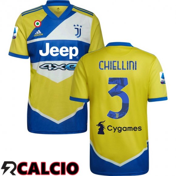 Terza Maglia Juventus (CHIELLINI 3) Terza Giallo 2021/2022  Terza Maglia Juventus (CHIELLINI 3) Terza Giallo 2021/2022