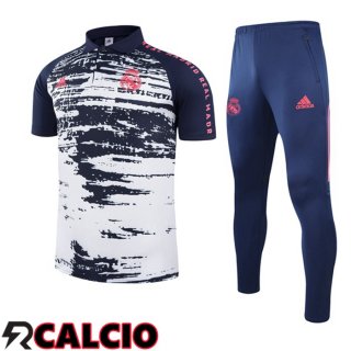 Maglia Polo Real Madrid + Pantaloni Bianco Blu 2021/2022  Maglia Polo Real Madrid + Pantaloni Bianco Blu 2021/2022