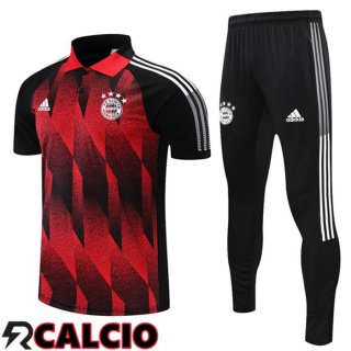 Maglia Polo Bayern Monaco + Pantaloni Rosso Nero 2021/2022  Maglia Polo Bayern Monaco + Pantaloni Rosso Nero 2021/2022