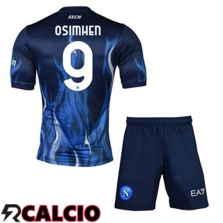 Terza Maglia SSC Napoli (Osimhen 9) Bambino Terza Blu 2021 2022