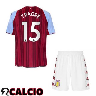 Prima Maglia Aston Villa (Traoré 15) Bambino Rosso 2021 2022  Prima Maglia Aston Villa (Traoré 15) Bambino Rosso 2021 2022