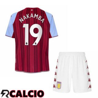Prima Maglia Aston Villa (Nakamba 19) Bambino Rosso 2021 2022  Prima Maglia Aston Villa (Nakamba 19) Bambino Rosso 2021 2022