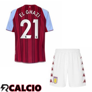 Prima Maglia Aston Villa (El Ghazi 21) Bambino Rosso 2021 2022  Prima Maglia Aston Villa (El Ghazi 21) Bambino Rosso 2021 2022