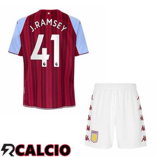 Prima Maglia Aston Villa (Ramsey 41) Bambino Rosso 2021 2022  Prima Maglia Aston Villa (Ramsey 41) Bambino Rosso 2021 2022