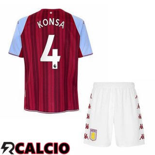 Prima Maglia Aston Villa (Konsa 4) Bambino Rosso 2021 2022  Prima Maglia Aston Villa (Konsa 4) Bambino Rosso 2021 2022