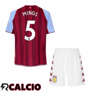Prima Maglia Aston Villa (Mings 5) Bambino Rosso 2021 2022  Prima Maglia Aston Villa (Mings 5) Bambino Rosso 2021 2022