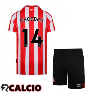 Prima Maglia Brentford FC (GHODDOS 14) Bambino Rosso/Bianco 2021 2022  Prima Maglia Brentford FC (GHODDOS 14) Bambino Rosso/Bianco 2021 2022