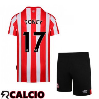 Prima Maglia Brentford FC (TONEY 17) Bambino Rosso/Bianco 2021 2022  Prima Maglia Brentford FC (TONEY 17) Bambino Rosso/Bianco 2021 2022