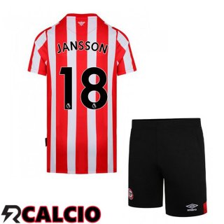 Prima Maglia Brentford FC (JANSSON 18) Bambino Rosso/Bianco 2021 2022  Prima Maglia Brentford FC (JANSSON 18) Bambino Rosso/Bianco 2021 2022