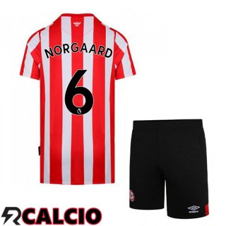Prima Maglia Brentford FC (NORGAARD 6) Bambino Rosso/Bianco 2021 2022  Prima Maglia Brentford FC (NORGAARD 6) Bambino Rosso/Bianco 2021 2022