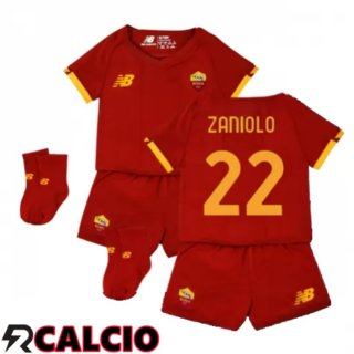 Prima Maglia AS Roma（ZANIOLO 22）Bambino Rosso 2021/2022