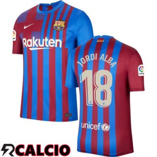 Prima Maglia FC Barcellona (JORDI ALBA 18) Rosso/Blu 2021/2022