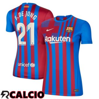 Prima Maglia FC Barcellona (F. De Jong 21) Donna Rosso/Blu 2021/2022