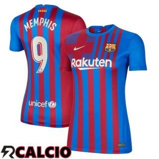 Prima Maglia FC Barcellona (MEMPHIS 9) Donna Rosso/Blu 2021/2022