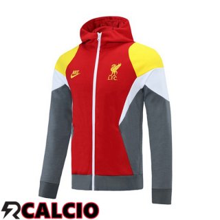 Giacca Con Cappuccio FC Liverpool Rosso Bianco Giallo 2021/2022  Giacca Con Cappuccio FC Liverpool Rosso Bianco Giallo 2021/2022