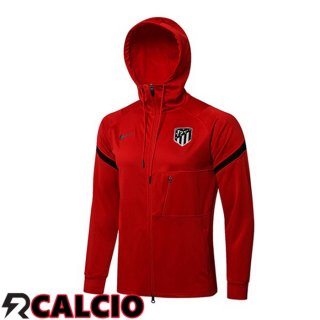 Giacca Con Cappuccio Atletico Madrid Rosso 2021/2022  Giacca Con Cappuccio Atletico Madrid Rosso 2021/2022