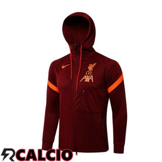 Giacca Con Cappuccio FC Liverpool Rosso 2021/2022  Giacca Con Cappuccio FC Liverpool Rosso 2021/2022