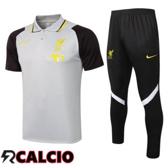 Maglia Polo FC Liverpool + Pantaloni Grigio Nero 2021/2022