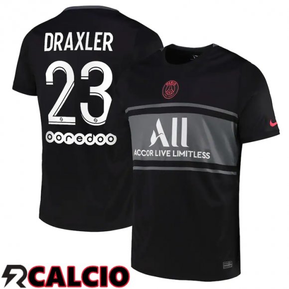 Terza Maglia Paris PSG (Draxler 23) Terza Nero 2021/2022  Terza Maglia Paris PSG (Draxler 23) Terza Nero 2021/2022