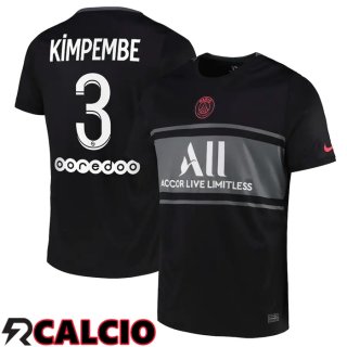 Terza Maglia Paris PSG (Kimpembe 3) Terza Nero 2021/2022  Terza Maglia Paris PSG (Kimpembe 3) Terza Nero 2021/2022