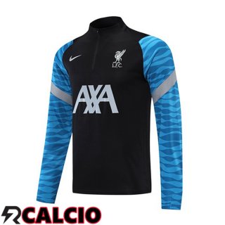 Felpa Allenamento FC Liverpool Nero Blu 2021/2022  Felpa Allenamento FC Liverpool Nero Blu 2021/2022
