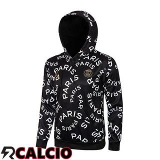 Felpa Allenamento Con Cappuccio Paris PSG Jordan Nero Bianco 2021/2022