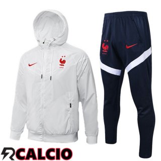 Giacca Con Cappuccio Tuta Calcio Francia Bianco 2021/2022  Giacca Con Cappuccio Tuta Calcio Francia Bianco 2021/2022