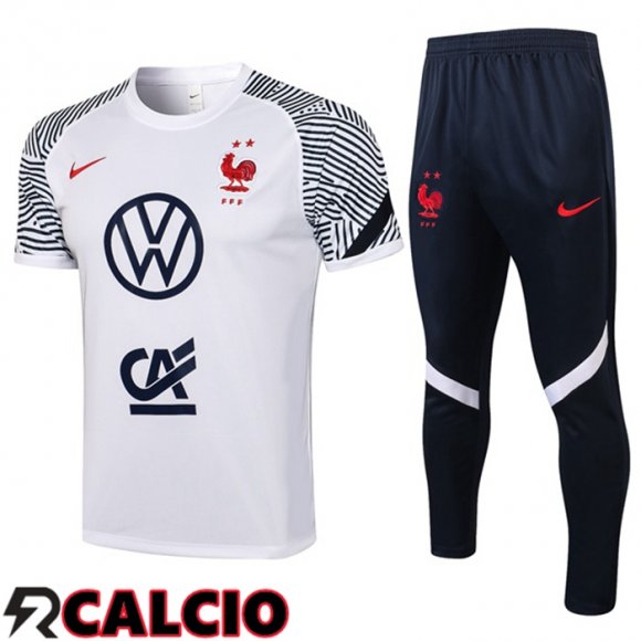 T Shirt Allenamento Francia + Pantaloni Bianco 2021/2022  T Shirt Allenamento Francia + Pantaloni Bianco 2021/2022