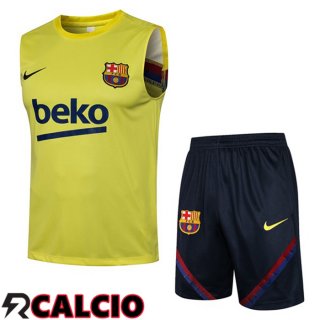 Canotta Allenamento FC Barcellona + Pantalonicini Giallo 2021/2022  Canotta Allenamento FC Barcellona + Pantalonicini Giallo 2021/2022