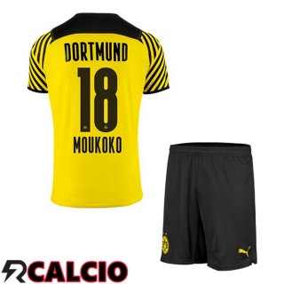 Prima Maglia Dortmund BVB (Moukoko 18) Bambino Giallo 2021 2022